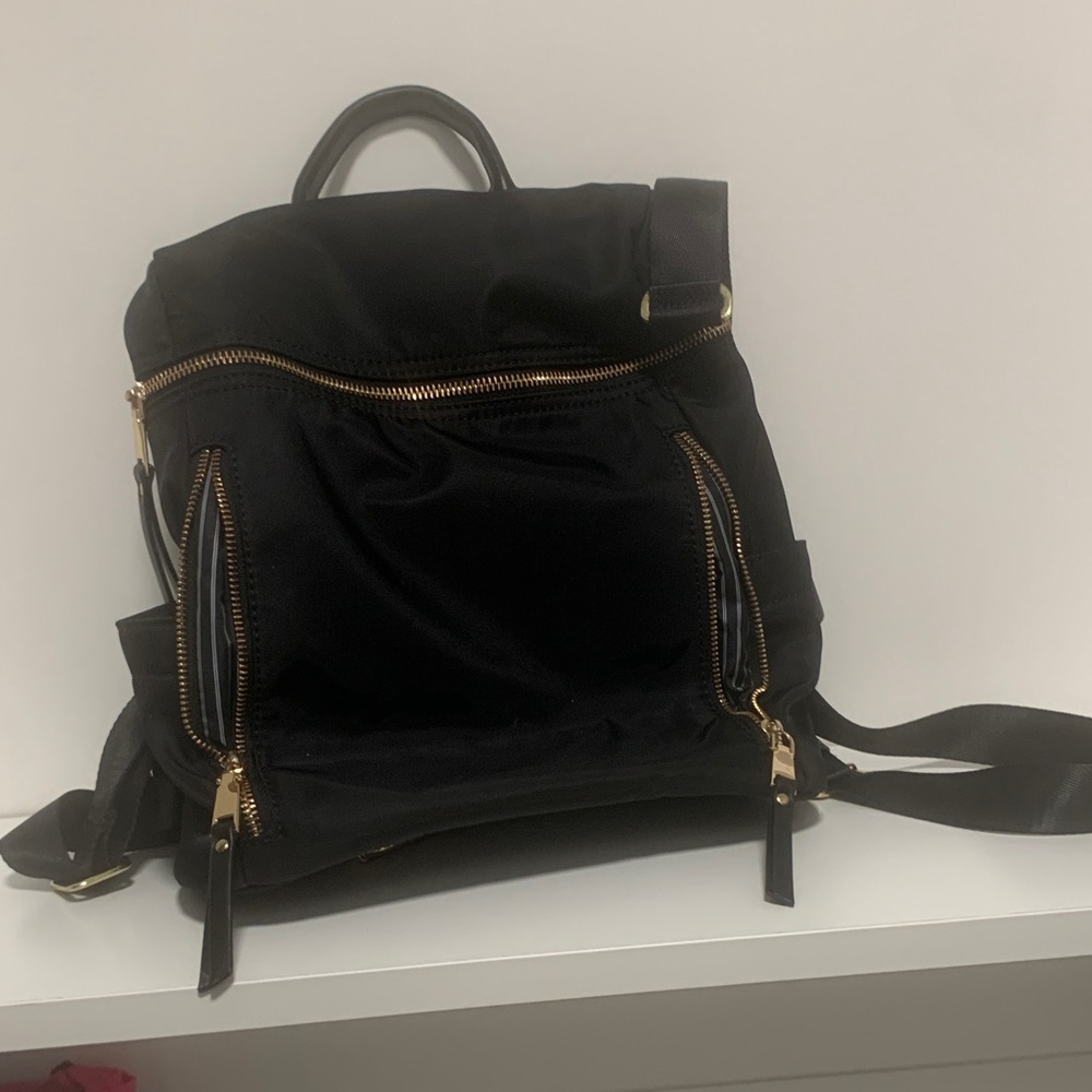 Black Backpack with Gold Accents
